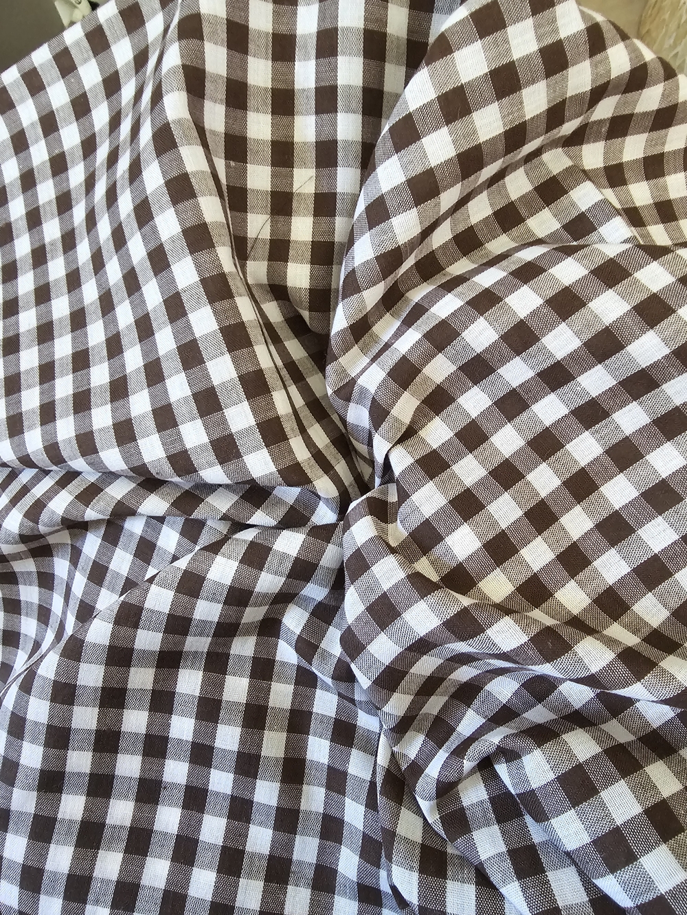 Brown and White Gingham Fabric 1 3/8 Yards by 44 Inches Wide Quarter Inch Scale - Picture 2 of 6